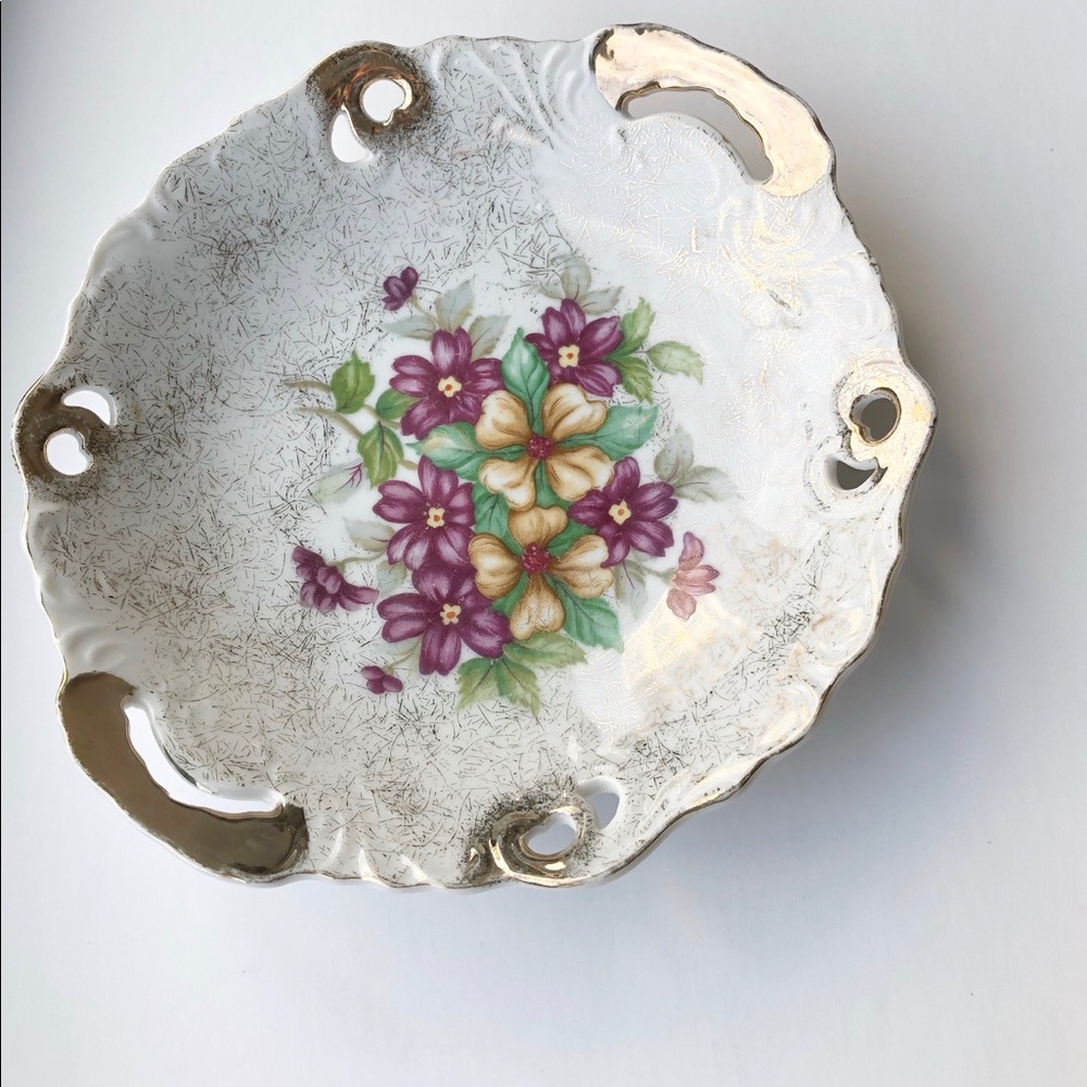 Vintage decorative floral small trinket dish